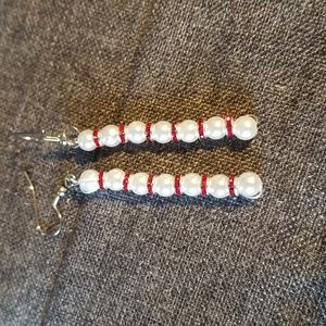 White Dangle Pearl Earrings